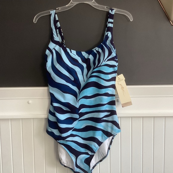 Blue Animal Print Swimsuit - Picture 4 of 6